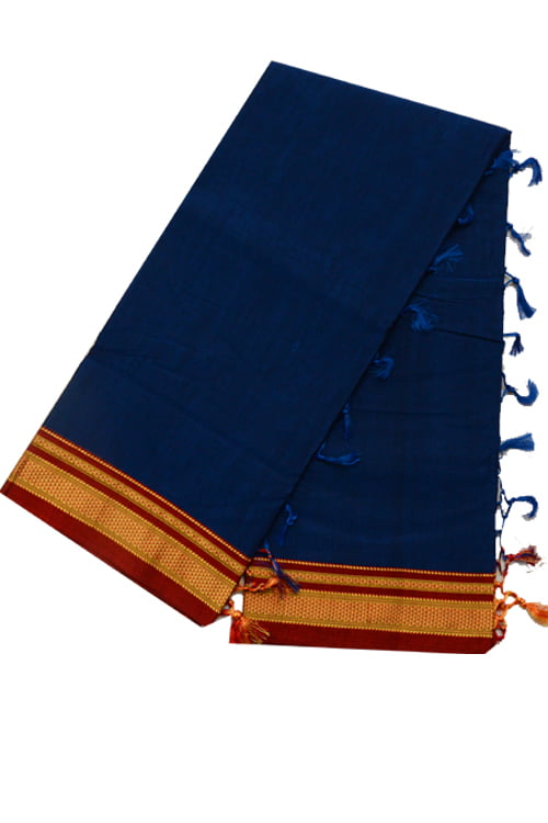 Ilkal Silk by Cotton Plain Chikki Border Saree