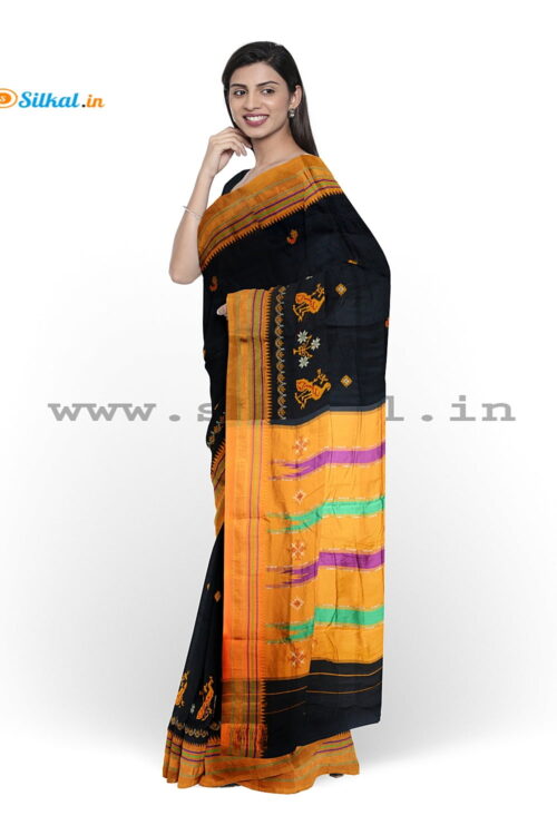 Ilkal Silk by Cotton Kasuti Work Saree