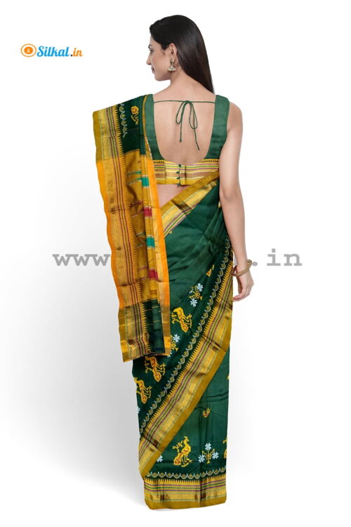 Ilkal Silk by Cotton Kasuti Work Saree