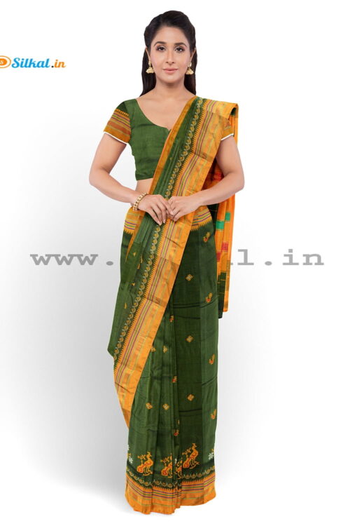 Ilkal Silk by Cotton Kasuti Work Saree