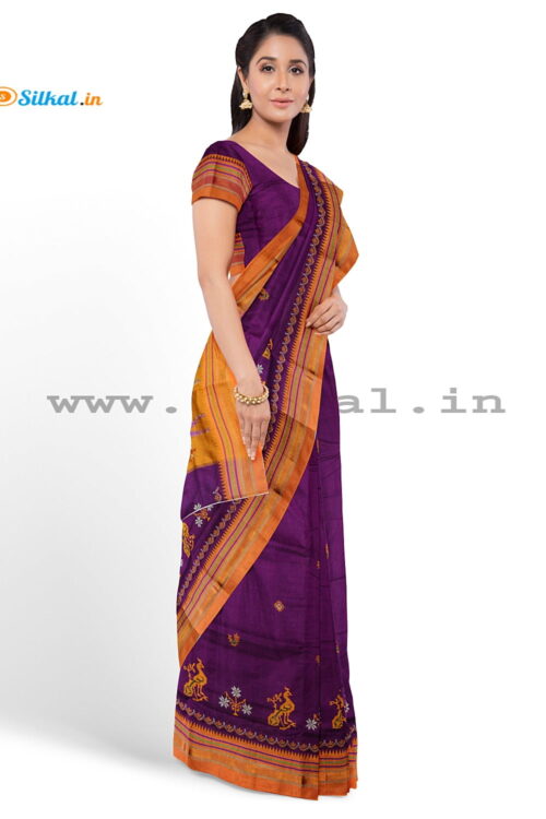 Ilkal Silk by Cotton Kasuti Work Saree