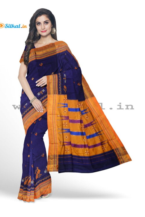 Ilkal Silk by Cotton Kasuti Work Saree
