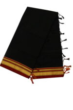 Ilkal Silk by Cotton Plain Chikki Border Black Saree