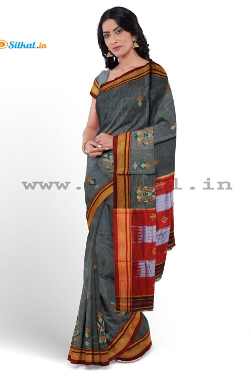 Ilkal Silk by Cotton Kasuti Work Saree
