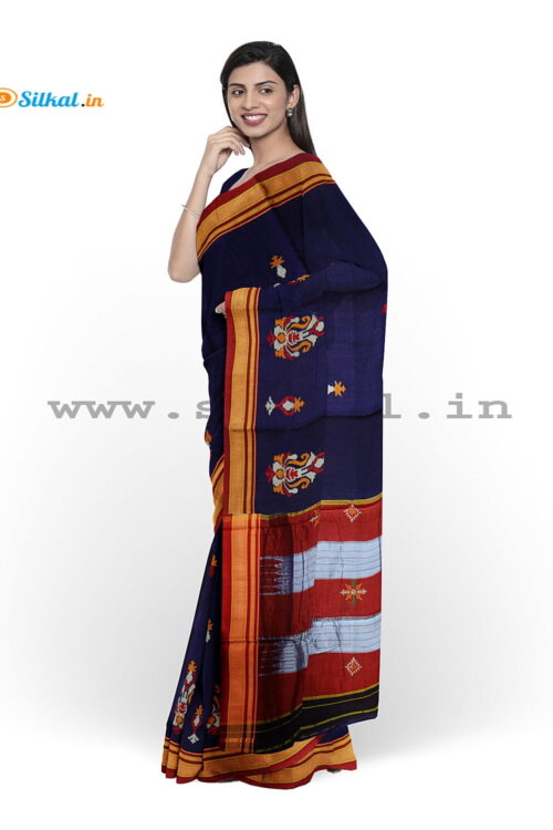 Ilkal Silk by Cotton Kasuti Work Saree