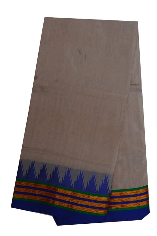Ilkal Silk by Cotton Plain temple Border Saree