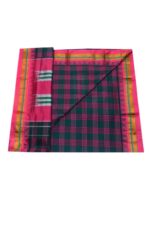 Ilkal Silk by Cotton Big Checks Temple border Saree