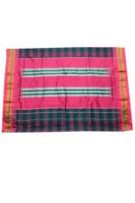 Ilkal Silk by Cotton Big Checks Temple border Saree