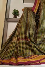 Ilkal Handloom Silk by Cotton Small Checks Chikki Paras Saree