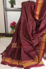 Ilkal Handloom Silk by Cotton Small Checks Chikki Paras Saree