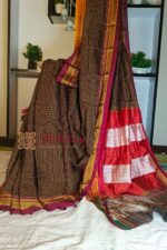 Ilkal Handloom Silk by Cotton Small Checks Chikki Paras Saree