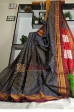 Ilkal Handloom Silk by Cotton Small Checks Chikki Paras Saree