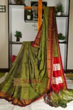 Ilkal Handloom Silk by Cotton Small Checks Chikki Paras Saree
