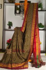 Ilkal Handloom Silk by Cotton Small Checks Chikki Paras Saree