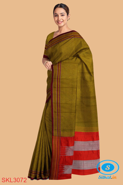 ILKAL HANDLOOM SILK BY COTTON SMALL CHECKS CHIKKI PARAS SAREES