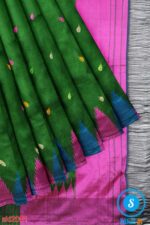 PRE-ORDER: ILKAL HANDLOOM LUXURY DADI TIRKI TEMPLE BORDER BUTTA SILK SAREE