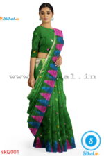 PRE-ORDER: ILKAL HANDLOOM LUXURY DADI TIRKI TEMPLE BORDER BUTTA SILK SAREE