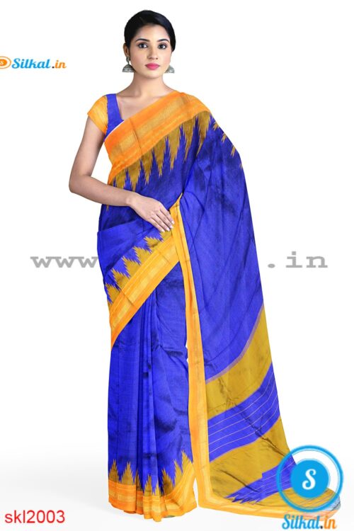 PRE-ORDER: ILKAL HANDLOOM LUXURY DADI TIRKI TEMPLE BORDER SILK SAREE