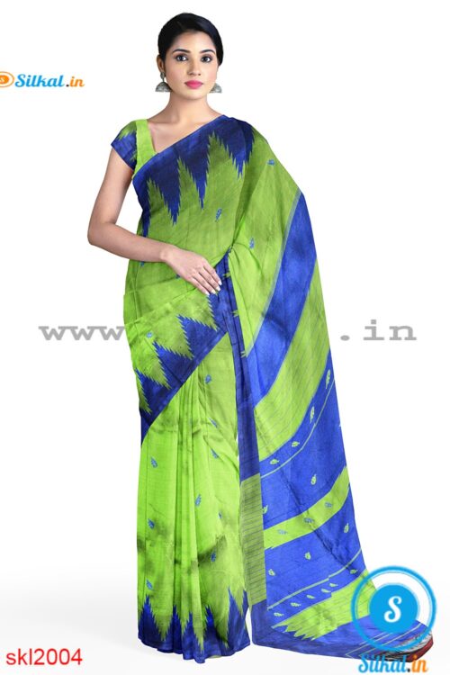 PRE-ORDER: ILKAL HANDLOOM LUXURY DADI TIRKI TEMPLE BORDER BUTTA SILK SAREE