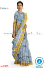 PRE-ORDER: ILKAL HANDLOOM LUXURY DADI TIRKI TEMPLE BORDER BUTTA SILK SAREE