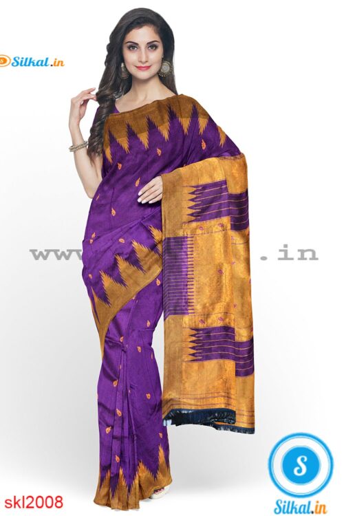 PRE-ORDER: ILKAL HANDLOOM LUXURY DADI TIRKI TEMPLE BORDER BUTTA SILK SAREE