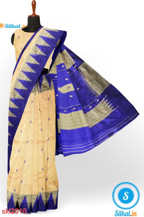 PRE-ORDER: ILKAL HANDLOOM LUXURY DADI TIRKI TEMPLE BORDER BUTTA SILK SAREE