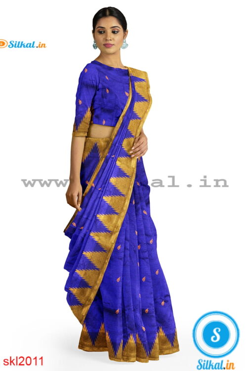 PRE-ORDER: ILKAL HANDLOOM LUXURY DADI TIRKI TEMPLE BORDER BUTTA SILK SAREE