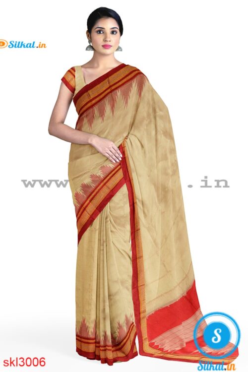 PRE-ORDER: ILKAL HANDLOOM LUXURY DADI TIRKI TEMPLE BORDER SILK SAREE