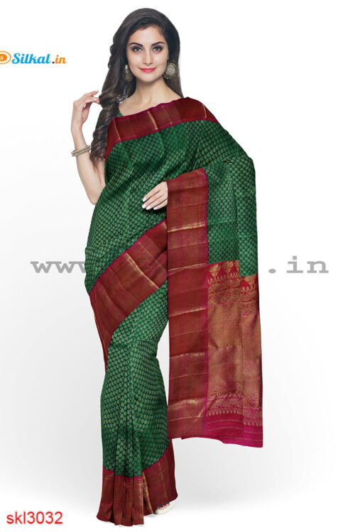 ILKAL HANDLOOM LUXURY DADI TIRKI WEDDING SAREE