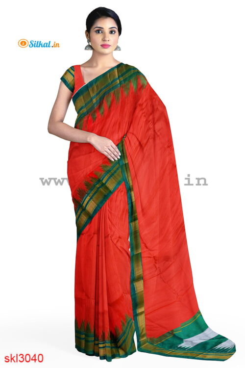ILKAL HANDLOOM LUXURY DADI TIRKI TEMPLE BORDER SAREE