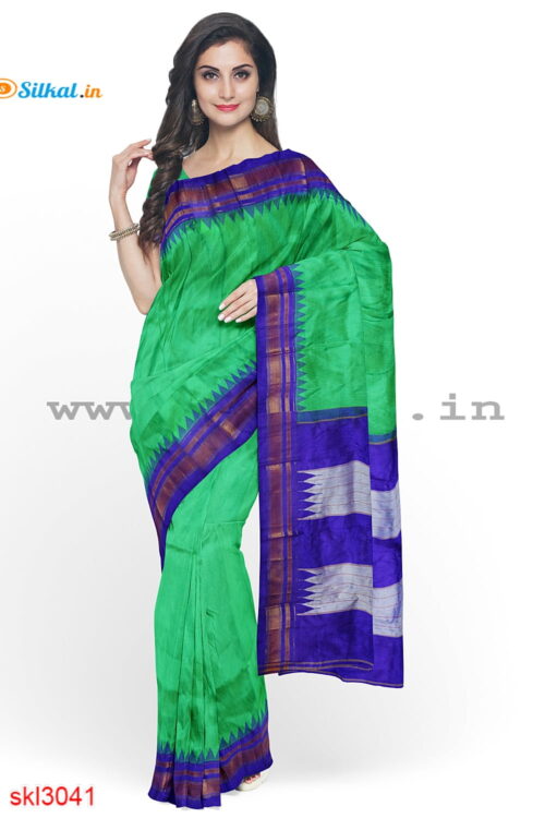 ILKAL HANDLOOM LUXURY DADI TIRKI TEMPLE BORDER SAREE
