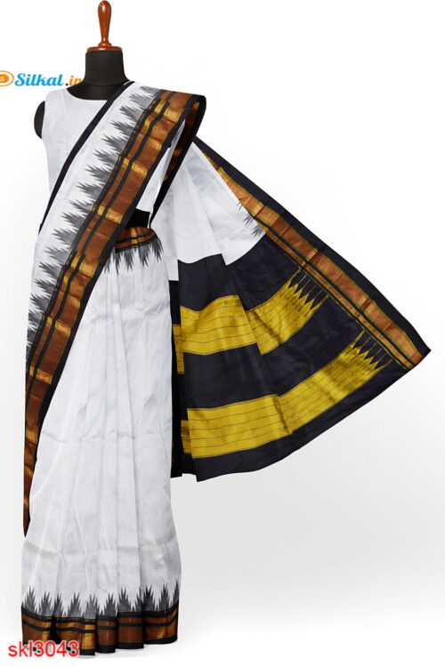 ILKAL HANDLOOM LUXURY DADI TIRKI TEMPLE BORDER SAREE
