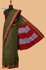 ILKAL HANDLOOM SILK BY COTTON SMALL CHECKS CHIKKI PARAS SAREES