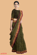 ILKAL HANDLOOM SILK BY COTTON SMALL CHECKS CHIKKI PARAS SAREES