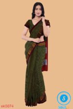 ILKAL HANDLOOM SILK BY COTTON SMALL CHECKS CHIKKI PARAS SAREES