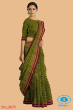 ILKAL HANDLOOM SILK BY COTTON SMALL CHECKS BHOOMI BORDER SAREES