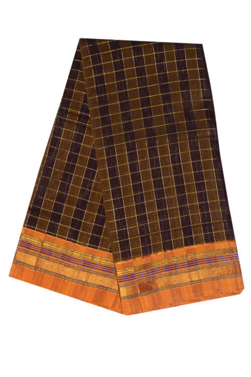 Ilkal Silk by Cotton Big Checks Patti Pallu Sarees