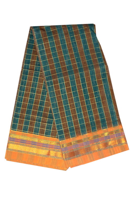 Ilkal Silk by Cotton Big Checks Patti Pallu Sarees