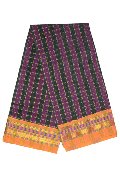 Ilkal Silk by Cotton Big Checks Patti Pallu Sarees