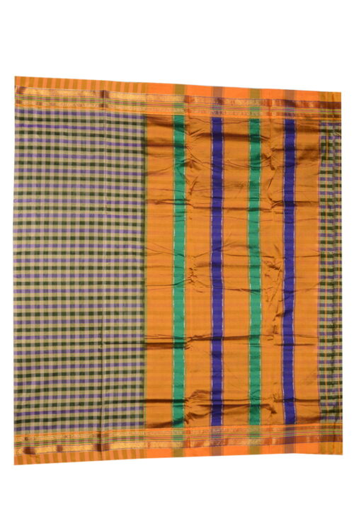 Ilkal Silk by Cotton Small Checks Patti Pallu Sarees