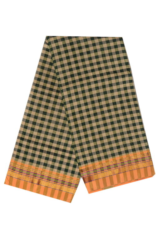 Ilkal Silk by Cotton Small Checks Patti Pallu Sarees