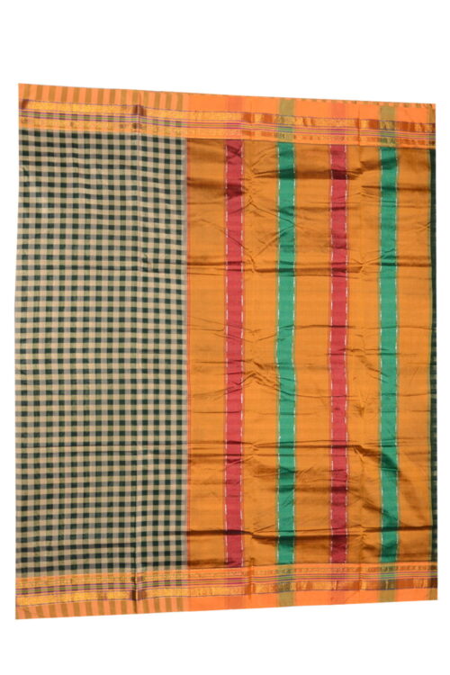 Ilkal Silk by Cotton Small Checks Patti Pallu Sarees