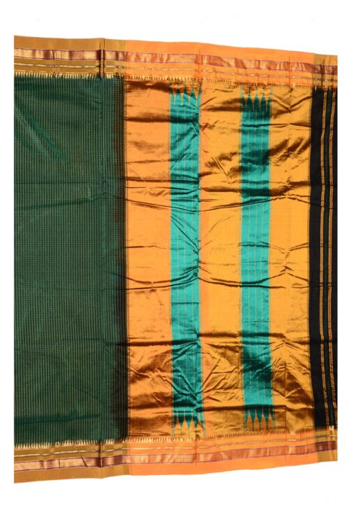Ilkal Silk by Cotton Small Checks Patti Pallu Sarees