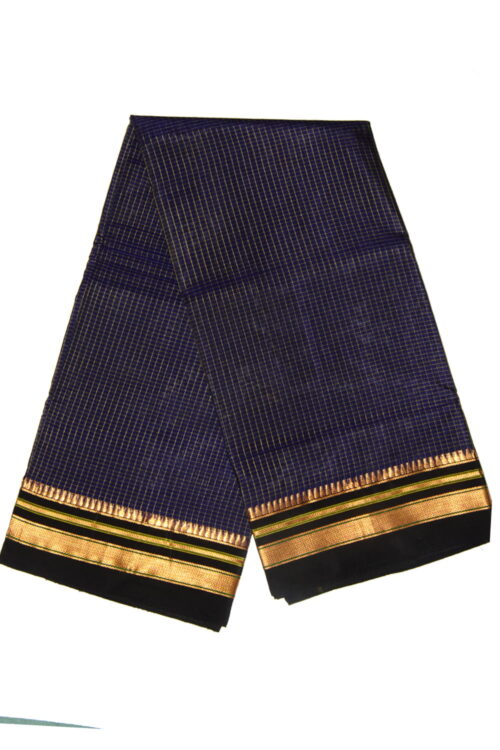 Ilkal Silk by Cotton Small Checks Patti Pallu Sarees