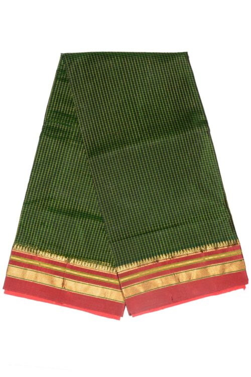 Ilkal Silk by Cotton Small Checks Patti Pallu Sarees