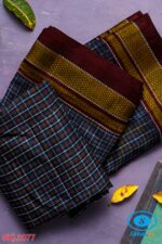 ILKAL HANDLOOM SILK BY COTTON SMALL CHECKS CHIKKI PARAS SAREES