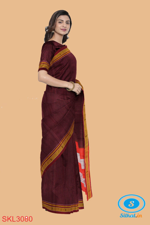 ILKAL HANDLOOM SILK BY COTTON SMALL CHECKS CHIKKI PARAS SAREES
