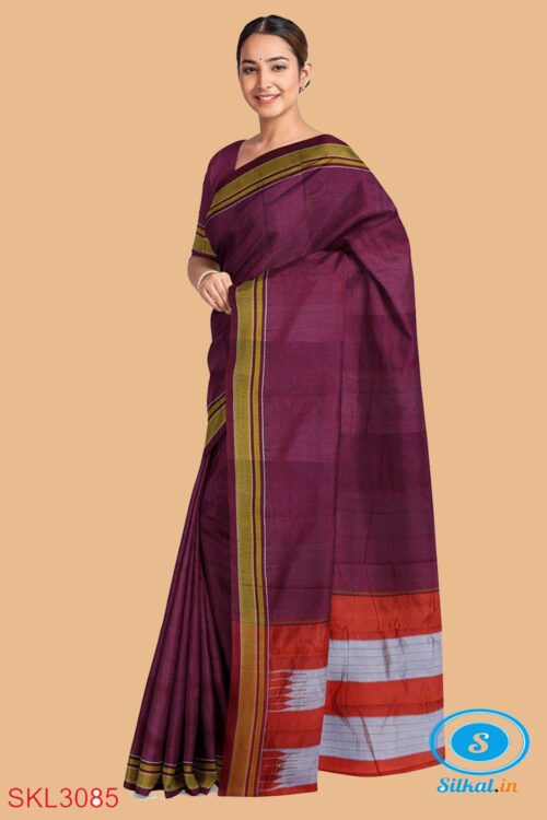 ILKAL HANDLOOM SILK BY COTTON SMALL CHECKS CHIKKI PARAS SAREES