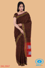 ILKAL HANDLOOM SILK BY COTTON SMALL CHECKS CHIKKI PARAS SAREES