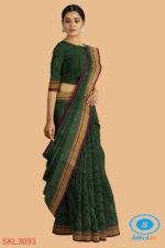 ILKAL HANDLOOM SILK BY COTTON SMALL CHECKS CHIKKI PARAS SAREES